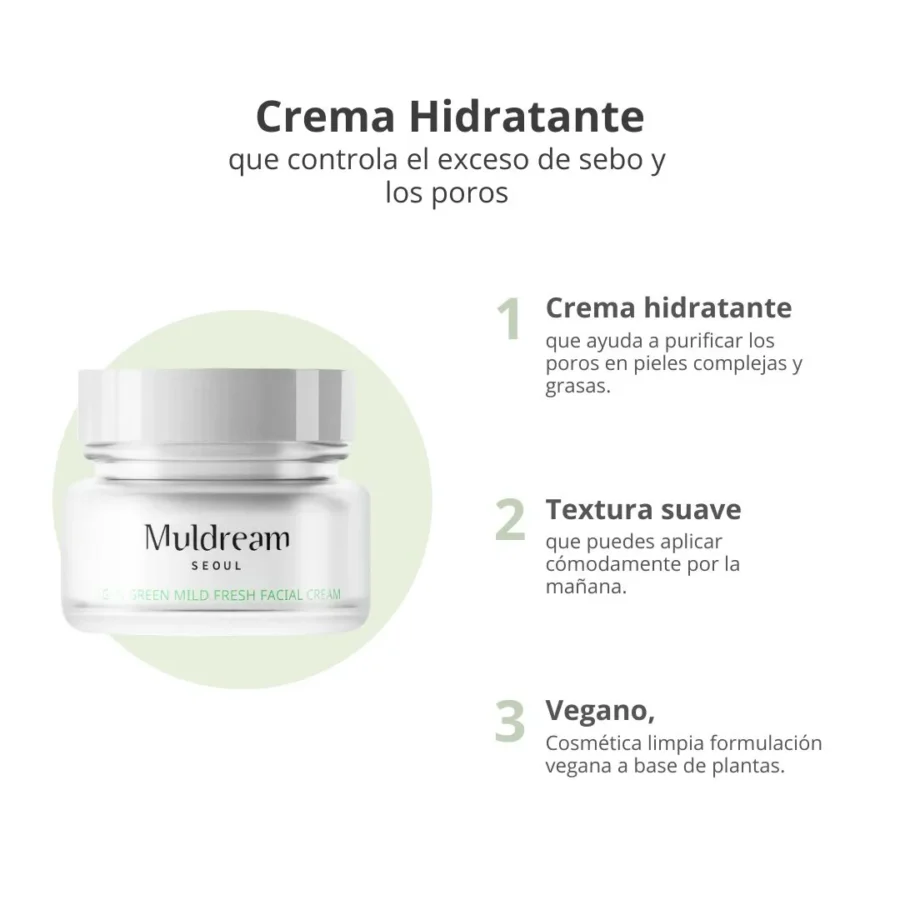 Vegan green Mild Fresh facial Cream - Imagen 2