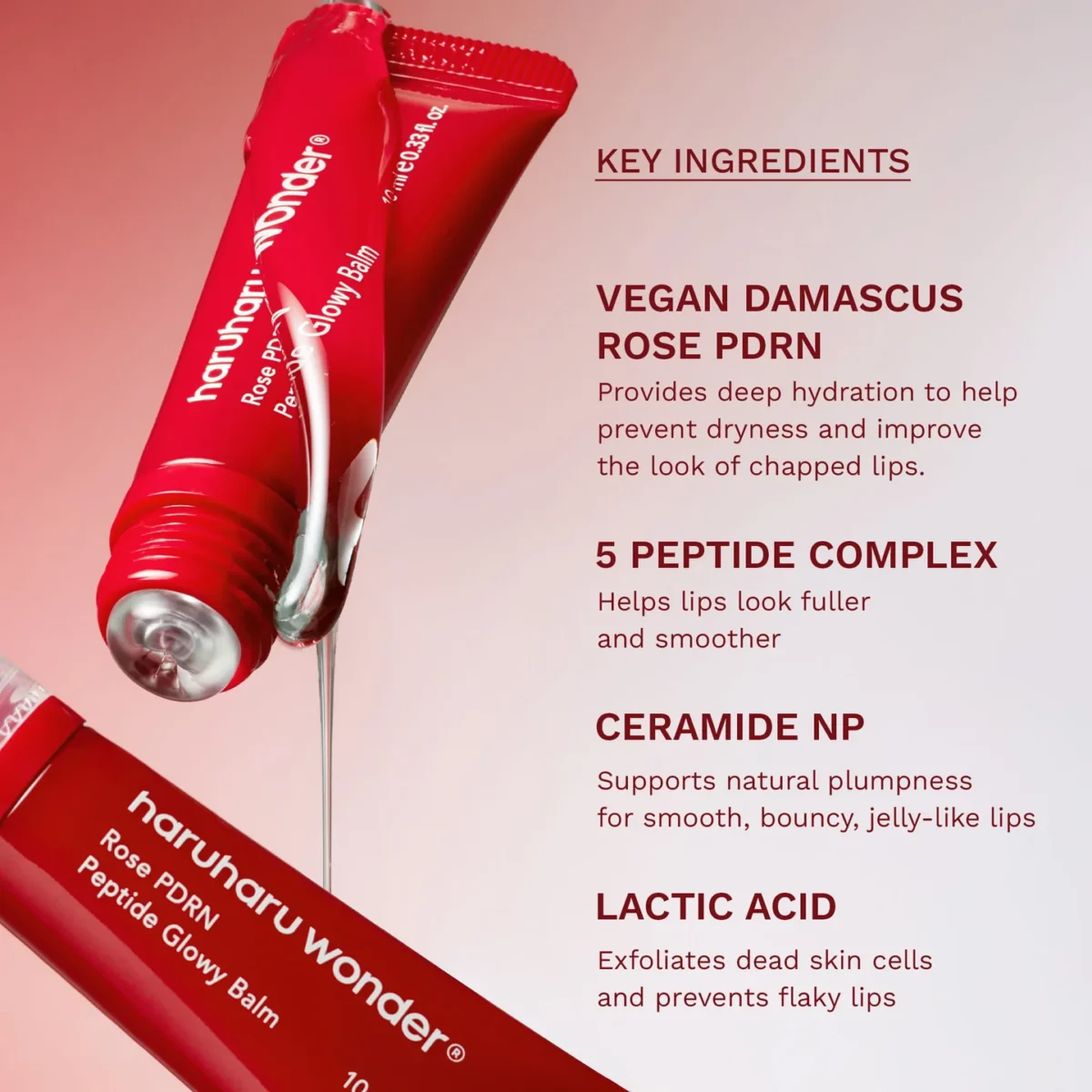 Haruharu Wonder - Rose PDRN Peptide Glowy Balm - Moisturizing Lip Balm - 10 ml - Imagen 4
