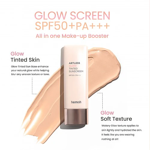Heimish Artless Glow Tinted Sunscreen Shine Beige SPF50+ PA+++ 40ml - Imagen 3