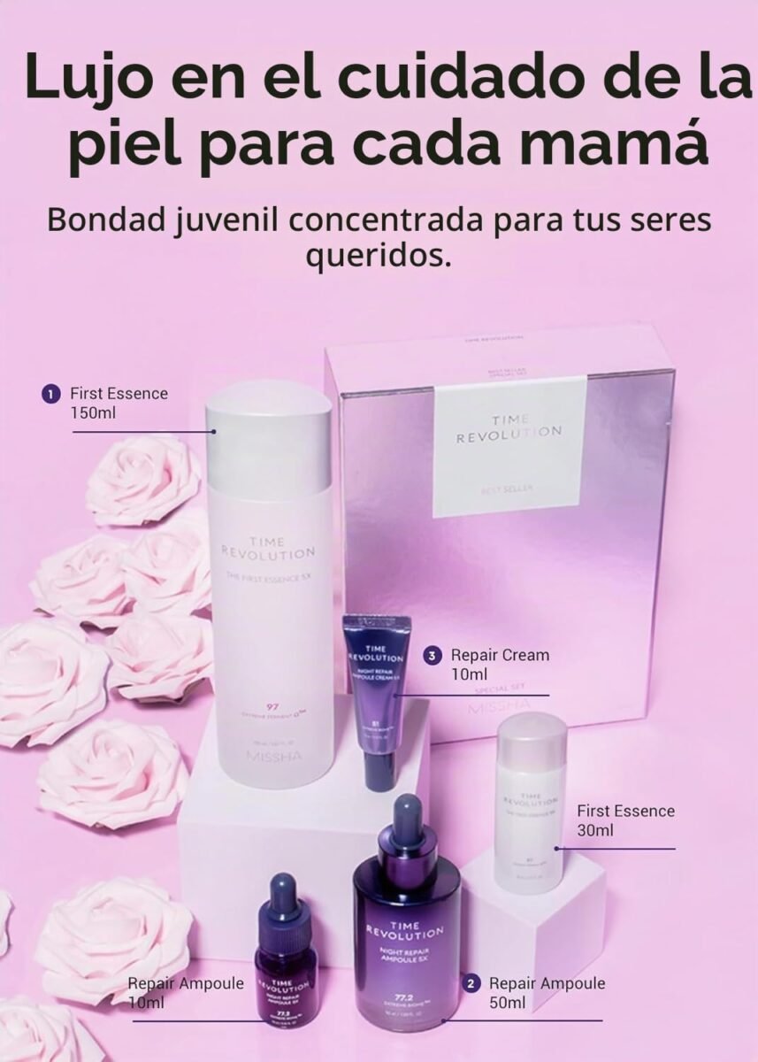 MISSHA Time Revolution: The First Essence 5X and Night Repair Ampoule 5X Gift Set - Imagen 4